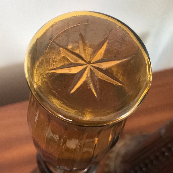 Set of 2 Vintage MCM Art Dabs Amber Genie Bottles/Decanters, Made in Portugal - Picture 8 of 13